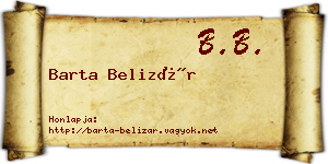 Barta Belizár névjegykártya